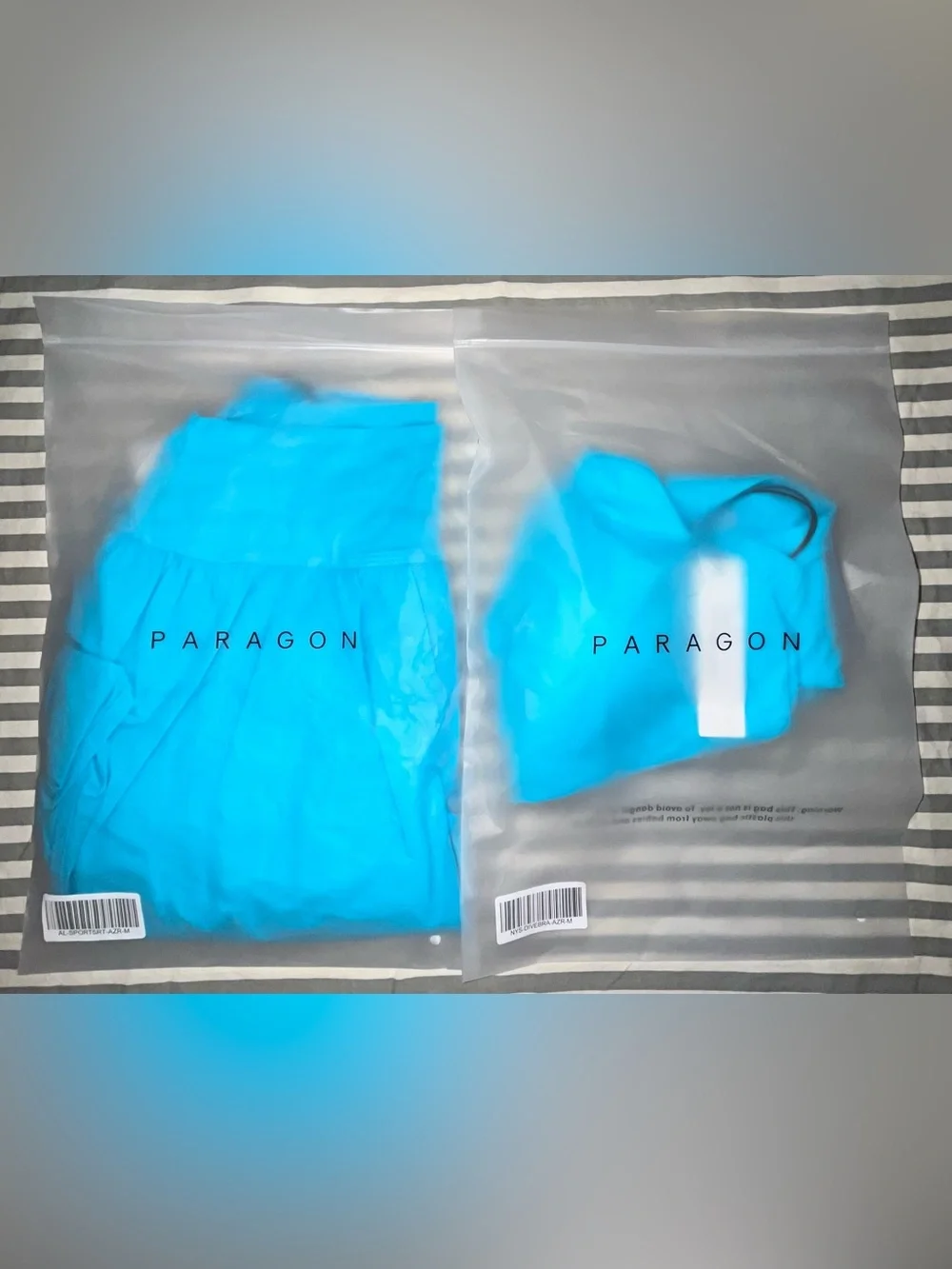 Paragon Fitwear RecStretch Apex Sports Bra & AirLift Track Short in Azure Size M